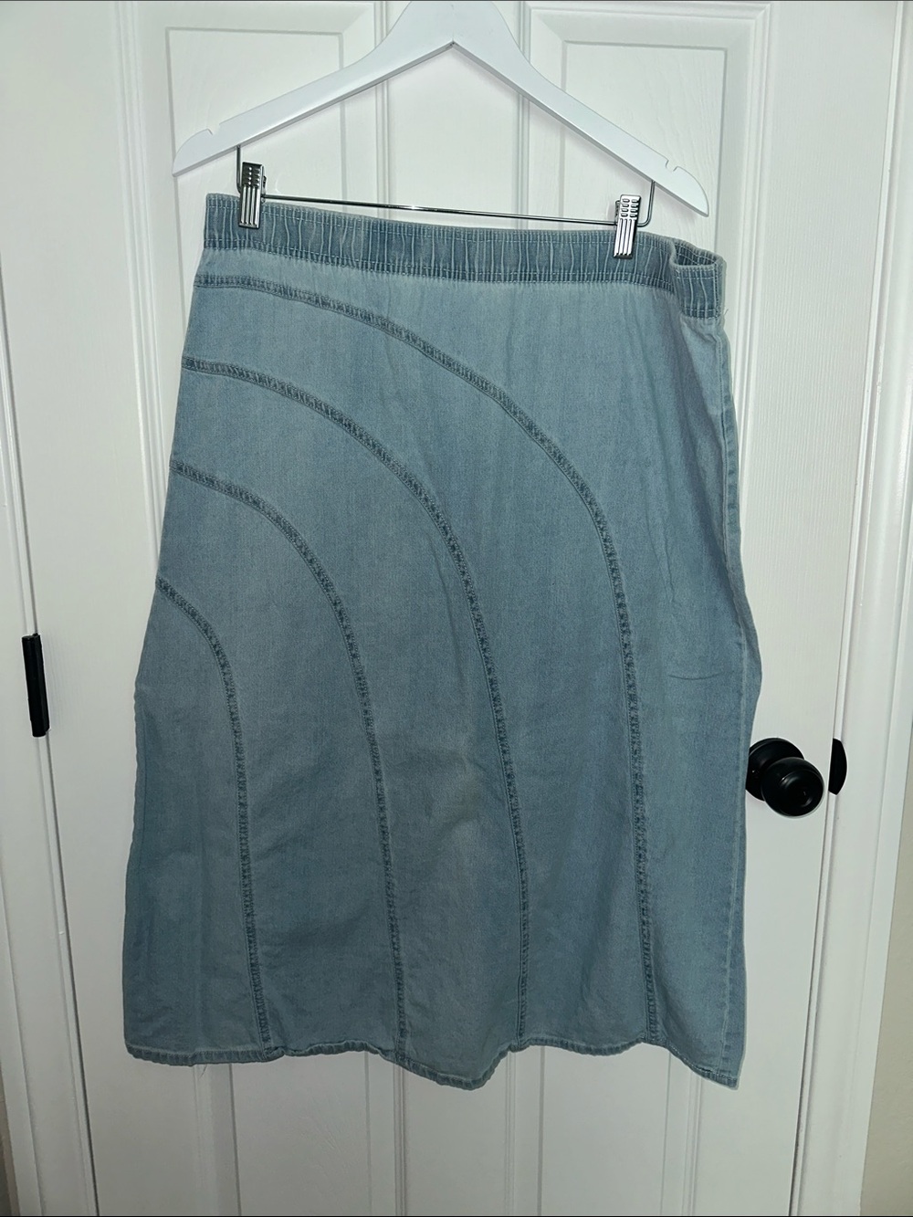 Rebecca Malone Women's Light Blue Denim Panel Skirt